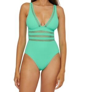 BECCA Aqua Sea‎ Modern Edge One Piece Swimsuit Women's Size Medium